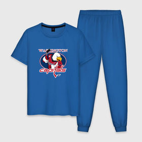 Мужская пижама хлопок с принтом Washington Capitals Hockey в Курске, 100% хлопок | брюки и футболка прямого кроя, без карманов, на брюках мягкая резинка на поясе и по низу штанин
 | nhl | washington capitals | спорт | хоккей