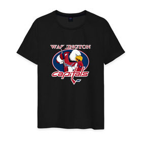 Мужская футболка хлопок с принтом Washington Capitals Hockey в Курске, 100% хлопок | прямой крой, круглый вырез горловины, длина до линии бедер, слегка спущенное плечо. | nhl | washington capitals | спорт | хоккей