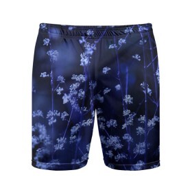 Мужские шорты 3D спортивные с принтом Ночные цветы в Курске,  |  | лепестки | ночь | прикольные картинки | синий | цветочки | цветы
