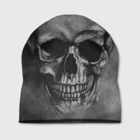 Шапка 3D с принтом Череп в Курске, 100% полиэстер | универсальный размер, печать по всей поверхности изделия | skelet | skull | кости | мертвец | серый | скелет | череп