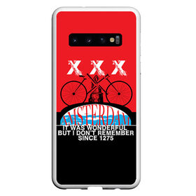 Чехол для Samsung Galaxy S10 с принтом Amsterdam t-shirt в Курске, Силикон | Область печати: задняя сторона чехла, без боковых панелей | american football | baseball | fashion | football | sport | sport league | style | team | west | американский футбол | амстер | амстердам | амстэрдам | бейсбол | голландия | запад | команды | мода | надписи | спорт | спортивные лиги | стиль