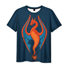 Мужская футболка 3D с принтом Fire в Курске, 100% полиэфир | прямой крой, круглый вырез горловины, длина до линии бедер | bulbasaur | pikachu | pokemon | squirtle | бальбазар | пикачу | покемон | сквиртл
