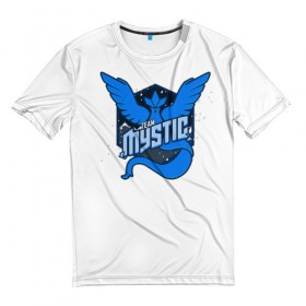 Мужская футболка 3D с принтом Team Mystic в Курске, 100% полиэфир | прямой крой, круглый вырез горловины, длина до линии бедер | Тематика изображения на принте: 