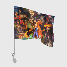 Флаг для автомобиля с принтом Ash в Курске, 100% полиэстер | Размер: 30*21 см | bulbasaur | pikachu | pokemon | squirtle | бальбазар | пикачу | покемон | сквиртл