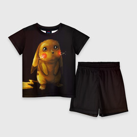 Детский костюм с шортами 3D с принтом Пика Пика в Курске,  |  | bulbasaur | pikachu | pokemon | squirtle | бальбазар | пикачу | покемон | сквиртл