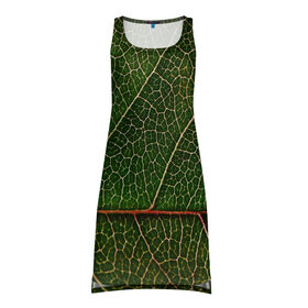 Платье-майка 3D с принтом Листик в Курске, 100% полиэстер | полуприлегающий силуэт, широкие бретели, круглый вырез горловины, удлиненный подол сзади. | Тематика изображения на принте: дерево | зеленый | зелень | лист | природа | растения