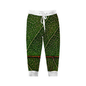 Детские брюки 3D с принтом Листик в Курске, 100% полиэстер | манжеты по низу, эластичный пояс регулируется шнурком, по бокам два кармана без застежек, внутренняя часть кармана из мелкой сетки | дерево | зеленый | зелень | лист | природа | растения