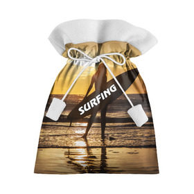 Подарочный 3D мешок с принтом Surfing в Курске, 100% полиэстер | Размер: 29*39 см | Тематика изображения на принте: волна | девушка | море | прикольные картинки | сёрфинг | солнце | спорт | экстрим