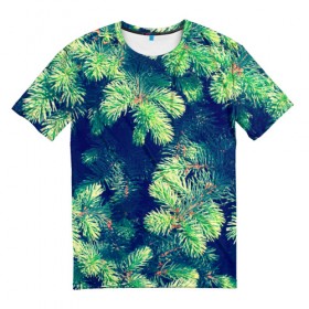 Мужская футболка 3D с принтом Ёлочка в Курске, 100% полиэфир | прямой крой, круглый вырез горловины, длина до линии бедер | елка | ель | зеленый | пихтовые | природа | свежесть | хвоя