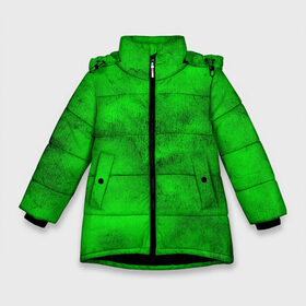 Зимняя куртка для девочек 3D с принтом Green в Курске, ткань верха — 100% полиэстер; подклад — 100% полиэстер, утеплитель — 100% полиэстер. | длина ниже бедра, удлиненная спинка, воротник стойка и отстегивающийся капюшон. Есть боковые карманы с листочкой на кнопках, утяжки по низу изделия и внутренний карман на молнии. 

Предусмотрены светоотражающий принт на спинке, радужный светоотражающий элемент на пуллере молнии и на резинке для утяжки. | зеленый | потертость