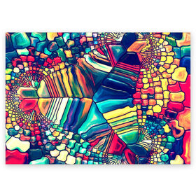 Поздравительная открытка с принтом Block mosaic в Курске, 100% бумага | плотность бумаги 280 г/м2, матовая, на обратной стороне линовка и место для марки
 | мозаика | новый | разноцветный