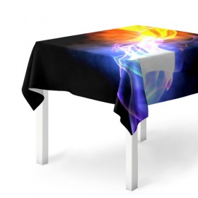 Скатерть 3D с принтом Brisk Fire в Курске, 100% полиэстер (ткань не мнется и не растягивается) | Размер: 150*150 см | дым | желтый | огонь | синий