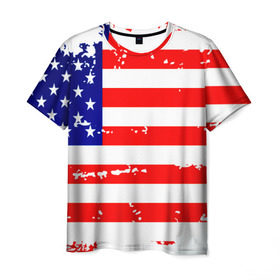 Мужская футболка 3D с принтом Америка в Курске, 100% полиэфир | прямой крой, круглый вырез горловины, длина до линии бедер | grunge | америка | сша | флаг