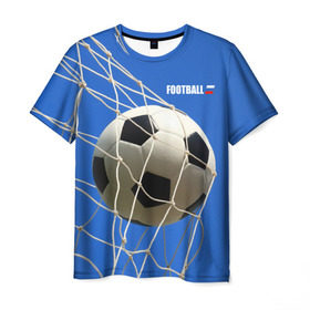 Мужская футболка 3D с принтом Футбол в Курске, 100% полиэфир | прямой крой, круглый вырез горловины, длина до линии бедер | ball | flag | gate | goal | net | russia | sky | soccer | ворота | гол | мяч | небо | россия | сетка | триколор | футбол | футбольный мяч