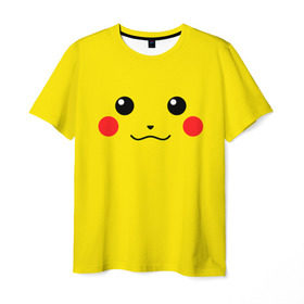 Мужская футболка 3D с принтом Happy Pikachu в Курске, 100% полиэфир | прямой крой, круглый вырез горловины, длина до линии бедер | 