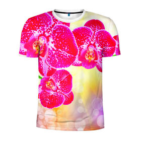 Мужская футболка 3D спортивная с принтом Орхидея в Курске, 100% полиэстер с улучшенными характеристиками | приталенный силуэт, круглая горловина, широкие плечи, сужается к линии бедра | лепесток | орхидея | природа | цветок | яркая
