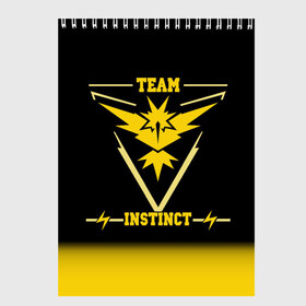 Скетчбук с принтом Team Instinct в Курске, 100% бумага
 | 48 листов, плотность листов — 100 г/м2, плотность картонной обложки — 250 г/м2. Листы скреплены сверху удобной пружинной спиралью | Тематика изображения на принте: go | instinct | pokemon | team | покемон