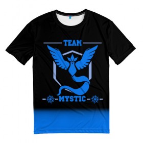 Мужская футболка 3D с принтом Team Mystic в Курске, 100% полиэфир | прямой крой, круглый вырез горловины, длина до линии бедер | Тематика изображения на принте: go | mystic | pokemon | team | покемон