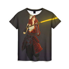 Женская футболка 3D с принтом Redhead в Курске, 100% полиэфир ( синтетическое хлопкоподобное полотно) | прямой крой, круглый вырез горловины, длина до линии бедер | dota | dota 2 | juggernaut | джагернаут | дота | дотан | раки