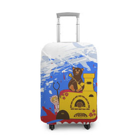 Чехол для чемодана 3D с принтом Россия. Медведь. Балалайка в Курске, 86% полиэфир, 14% спандекс | двустороннее нанесение принта, прорези для ручек и колес | матрешка | печька | россия. медведь. балалайка