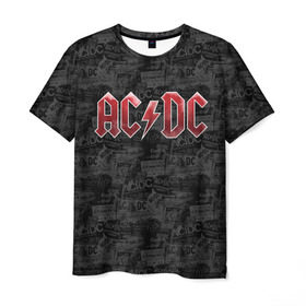 Мужская футболка 3D с принтом AC/DC в Курске, 100% полиэфир | прямой крой, круглый вырез горловины, длина до линии бедер | ac dc | acdc | rock | ангус янг | рок