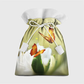 Подарочный 3D мешок с принтом Чудесные бабочки в Курске, 100% полиэстер | Размер: 29*39 см | бабочки | цветы