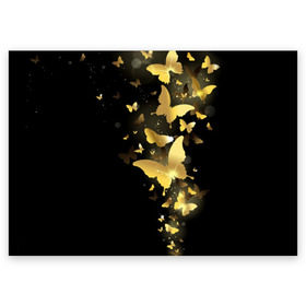 Поздравительная открытка с принтом Золотые бабочки в Курске, 100% бумага | плотность бумаги 280 г/м2, матовая, на обратной стороне линовка и место для марки
 | Тематика изображения на принте: бабочки | девушкам | злато | золото