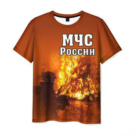 Мужская футболка 3D с принтом МЧС России в Курске, 100% полиэфир | прямой крой, круглый вырез горловины, длина до линии бедер | мчс | пожарный | россии
