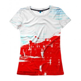 Женская футболка 3D с принтом Потертая краска в Курске, 100% полиэфир ( синтетическое хлопкоподобное полотно) | прямой крой, круглый вырез горловины, длина до линии бедер | красный | яркий