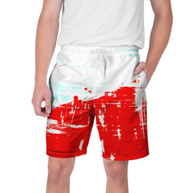 Мужские шорты 3D с принтом Потертая краска в Курске,  полиэстер 100% | прямой крой, два кармана без застежек по бокам. Мягкая трикотажная резинка на поясе, внутри которой широкие завязки. Длина чуть выше колен | красный | яркий