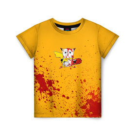 Детская футболка 3D с принтом Пикачу-агрессор в Курске, 100% гипоаллергенный полиэфир | прямой крой, круглый вырез горловины, длина до линии бедер, чуть спущенное плечо, ткань немного тянется | пикачу