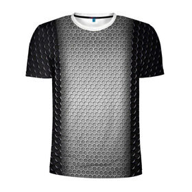 Мужская футболка 3D спортивная с принтом Кольчужка в Курске, 100% полиэстер с улучшенными характеристиками | приталенный силуэт, круглая горловина, широкие плечи, сужается к линии бедра | Тематика изображения на принте: кольчуга | металл | сетка