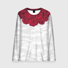 Мужской лонгслив 3D с принтом Roses White в Курске, 100% полиэстер | длинные рукава, круглый вырез горловины, полуприлегающий силуэт | розы цветы swag тренд мода клубная