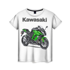 Женская футболка 3D с принтом Kawasaky Ninja 1000 в Курске, 100% полиэфир ( синтетическое хлопкоподобное полотно) | прямой крой, круглый вырез горловины, длина до линии бедер | kawasaky