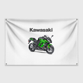 Флаг-баннер с принтом Kawasaky Ninja 1000 в Курске, 100% полиэстер | размер 67 х 109 см, плотность ткани — 95 г/м2; по краям флага есть четыре люверса для крепления | kawasaky