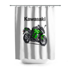 Штора 3D для ванной с принтом Kawasaky Ninja 1000 в Курске, 100% полиэстер | плотность материала — 100 г/м2. Стандартный размер — 146 см х 180 см. По верхнему краю — пластиковые люверсы для креплений. В комплекте 10 пластиковых колец | kawasaky