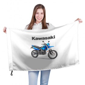 Флаг 3D с принтом Kawasaky Stels 250 в Курске, 100% полиэстер | плотность ткани — 95 г/м2, размер — 67 х 109 см. Принт наносится с одной стороны | kawasaky