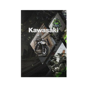 Обложка для паспорта матовая кожа с принтом Kawasaky в Курске, натуральная матовая кожа | размер 19,3 х 13,7 см; прозрачные пластиковые крепления | kawasaky