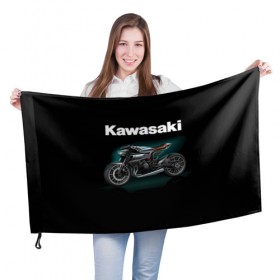 Флаг 3D с принтом Kawasaky concept в Курске, 100% полиэстер | плотность ткани — 95 г/м2, размер — 67 х 109 см. Принт наносится с одной стороны | kawasaky