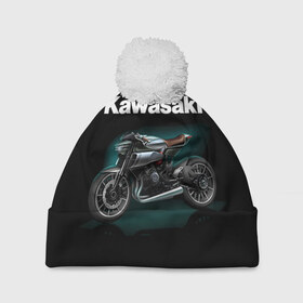 Шапка 3D c помпоном с принтом Kawasaky concept в Курске, 100% полиэстер | универсальный размер, печать по всей поверхности изделия | kawasaky