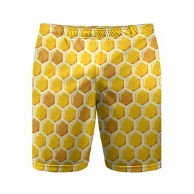 Мужские шорты 3D спортивные с принтом Медовые соты в Курске,  |  | Тематика изображения на принте: арт | еда | мед | пчелы | соты