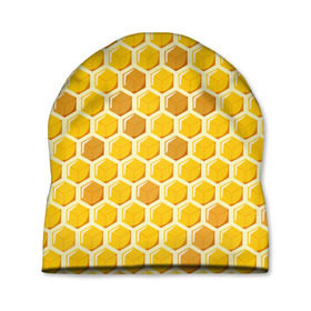 Шапка 3D с принтом Медовые соты в Курске, 100% полиэстер | универсальный размер, печать по всей поверхности изделия | арт | еда | мед | пчелы | соты