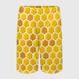 Детские спортивные шорты 3D с принтом Медовые соты в Курске,  100% полиэстер
 | пояс оформлен широкой мягкой резинкой, ткань тянется
 | Тематика изображения на принте: арт | еда | мед | пчелы | соты
