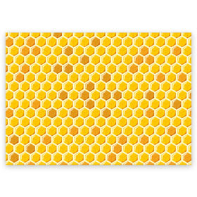 Поздравительная открытка с принтом Медовые соты в Курске, 100% бумага | плотность бумаги 280 г/м2, матовая, на обратной стороне линовка и место для марки
 | арт | еда | мед | пчелы | соты