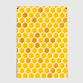 Постер с принтом Медовые соты в Курске, 100% бумага
 | бумага, плотность 150 мг. Матовая, но за счет высокого коэффициента гладкости имеет небольшой блеск и дает на свету блики, но в отличии от глянцевой бумаги не покрыта лаком | арт | еда | мед | пчелы | соты