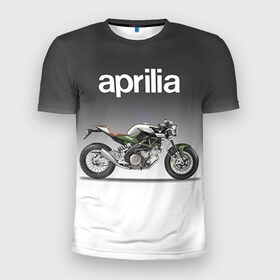 Мужская футболка 3D спортивная с принтом Aprilia 750CR в Курске, 100% полиэстер с улучшенными характеристиками | приталенный силуэт, круглая горловина, широкие плечи, сужается к линии бедра | aprilia
