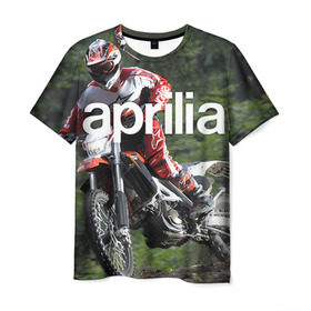 Мужская футболка 3D с принтом Aprilia RXV480 в Курске, 100% полиэфир | прямой крой, круглый вырез горловины, длина до линии бедер | aprilia