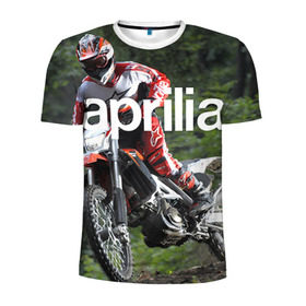 Мужская футболка 3D спортивная с принтом Aprilia RXV480 в Курске, 100% полиэстер с улучшенными характеристиками | приталенный силуэт, круглая горловина, широкие плечи, сужается к линии бедра | aprilia