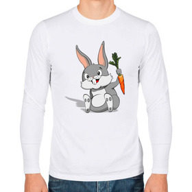 Мужской лонгслив хлопок с принтом Зайчик в Курске, 100% хлопок |  | год кролика | зайчик | заяц | кролик | морковь