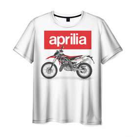 Мужская футболка 3D с принтом Aprilia enduro в Курске, 100% полиэфир | прямой крой, круглый вырез горловины, длина до линии бедер | aprilia